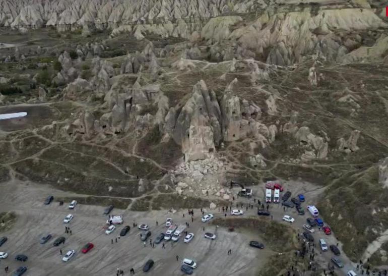 Kapadokyada peribacasından kopan kayalar düştü; 2 ölü, 1 yaralı