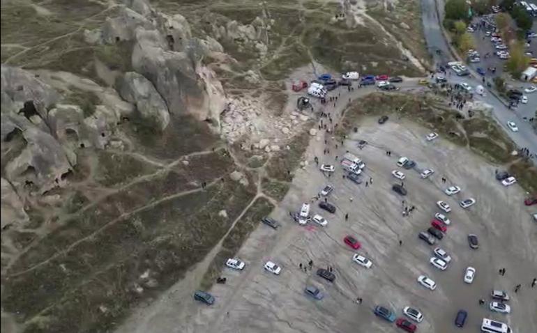 Kapadokyada peribacasından kopan kayalar düştü; 2 ölü, 1 yaralı
