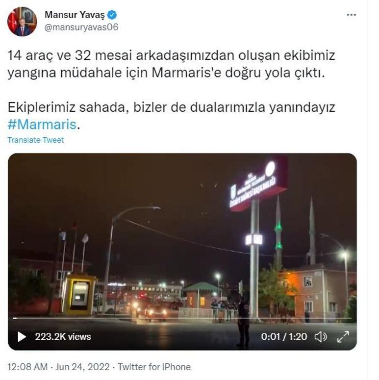Ankara İtfaiyesi, 14 araçla Marmarise hareket etti