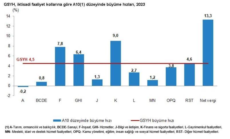 TÜİK: Türkiye ekonomisi 2023te yüzde 4,5 büyüdü